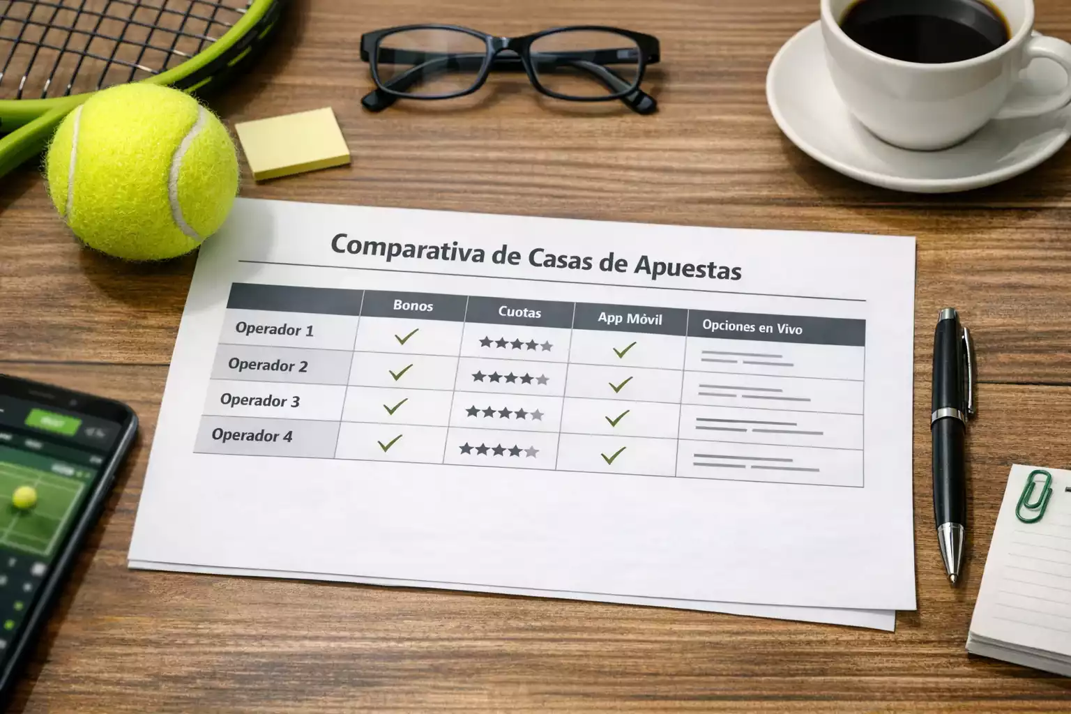 Documento con comparativa de operadores de apuestas deportivas