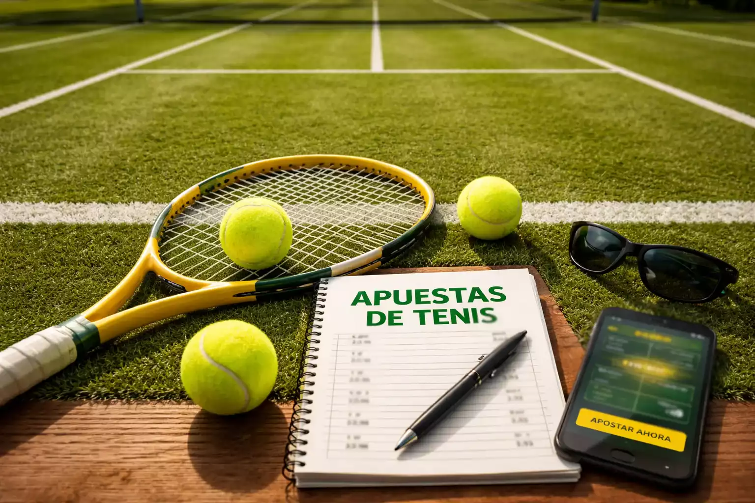 Pista de hierba de Wimbledon con líneas blancas perfectas